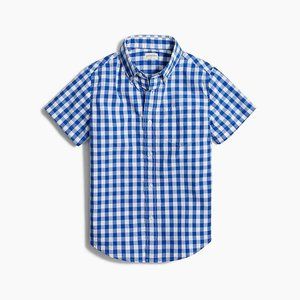 new J.Crew Boys' short sleeve button down blue gingham shirt